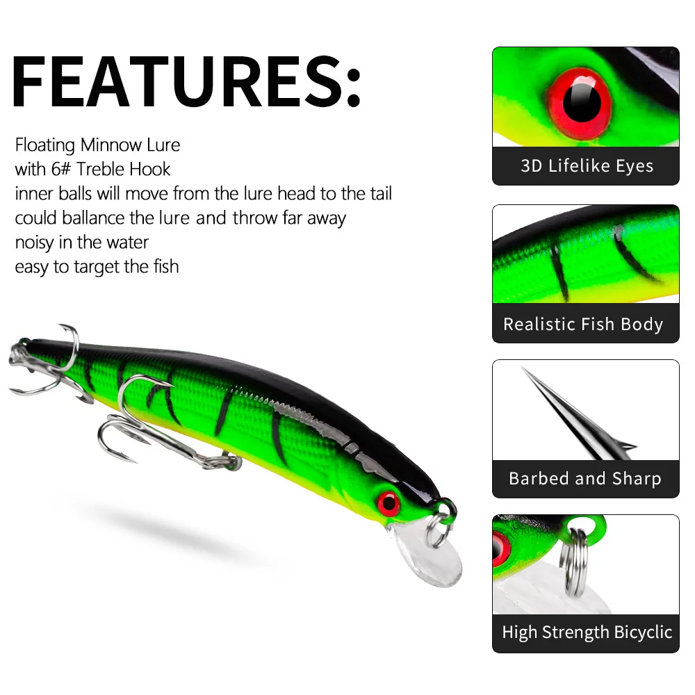 Floating Fishing Lure 8.4G 10CM Urgent Fishing Minnow Crank Lure Swinger  Fishing Lure Set Processing Artificial Lure Kit