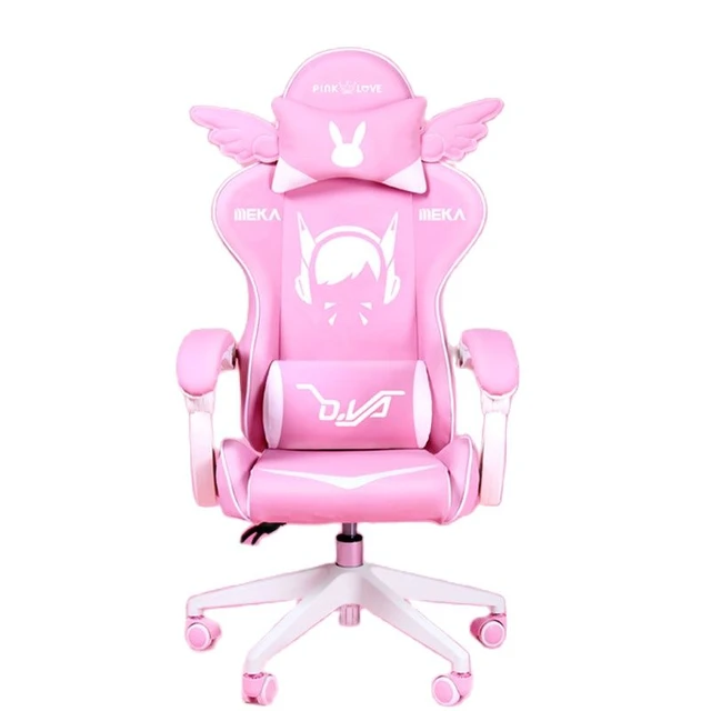 Cadeira rosa dos desenhos animados para meninas, cadeira giratória,  transmissão ao vivo, cadeiras de jogos, levantar âncora, mobília home, 360  ° - AliExpress