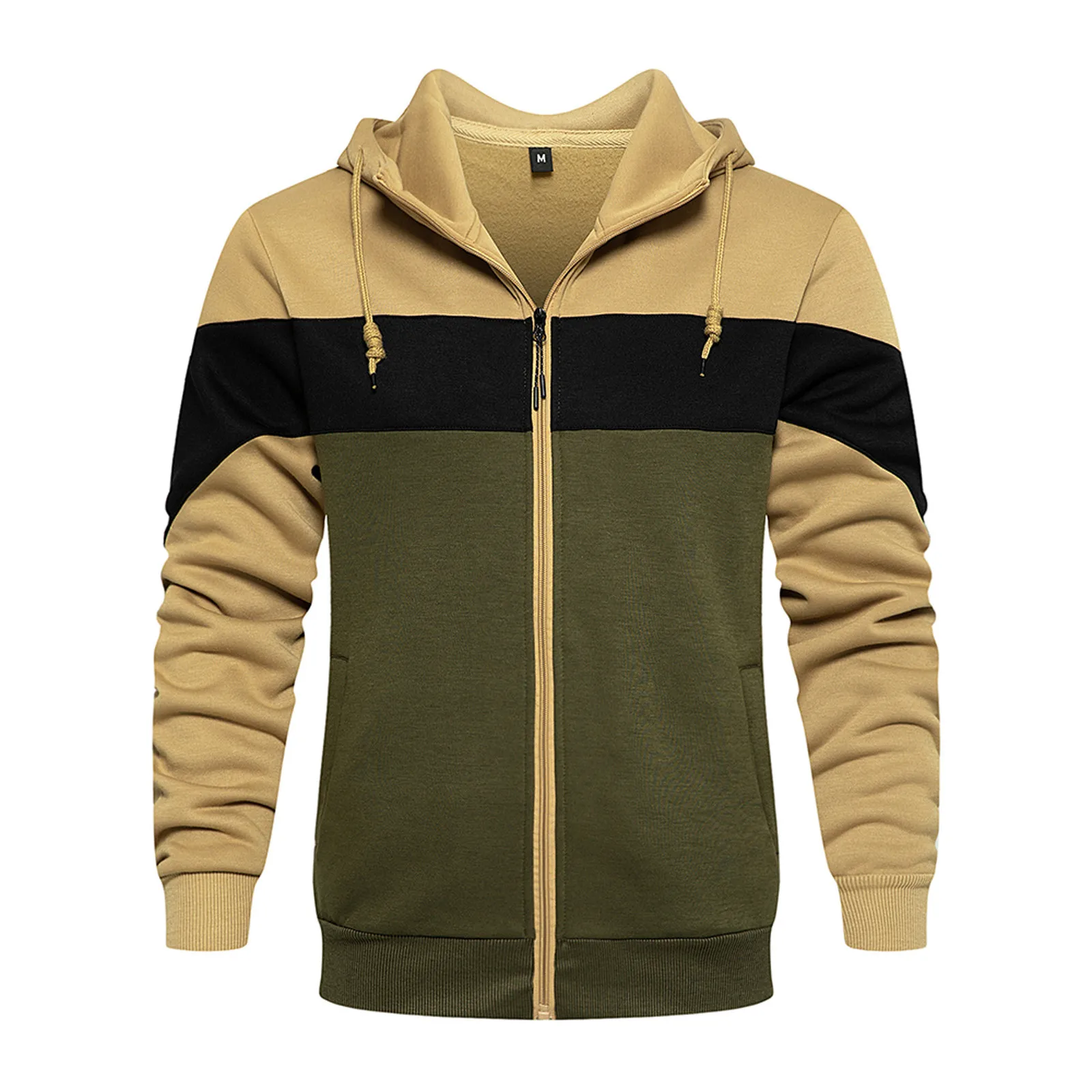 

Men'S Sweatshirts Winter Long-Sleeved Hoodie Pullover Zipper Top Solid Color Loose Thick Fleeces Jack Coat Black Sweater Sudader