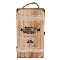 Vintage Wood 2 Red Wine Bottle Box Carrier Crate Case Storage Carrying Display Holder Birthday Party Christmas Gift 1