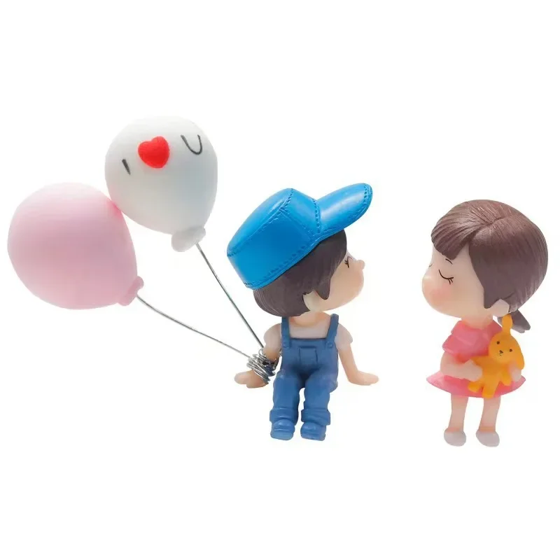 Car Interior Dashboard Decoration Cute Cartoon Couple Balloon Figurine Action Figure for Girls Gift Accessory