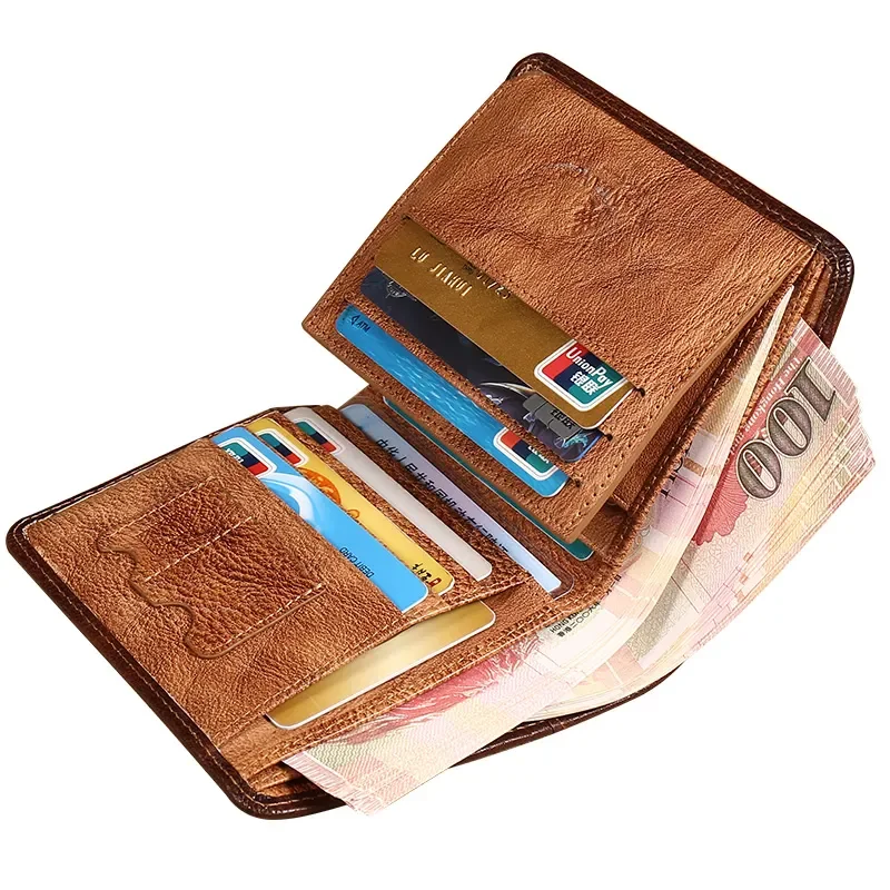 

Genuine Leather Men Wallet Small Mini Card Holder Male Wallet Pocket Retro purse High Quality