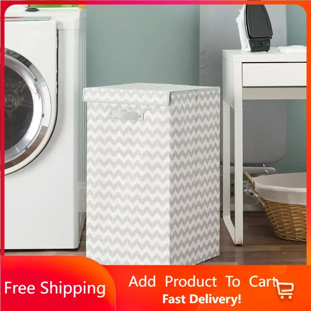 

Chevron Laundry Hamper,Grey Home Organizer Clothes Organizer Free Shipping Items Rapid Transit Free Shipping