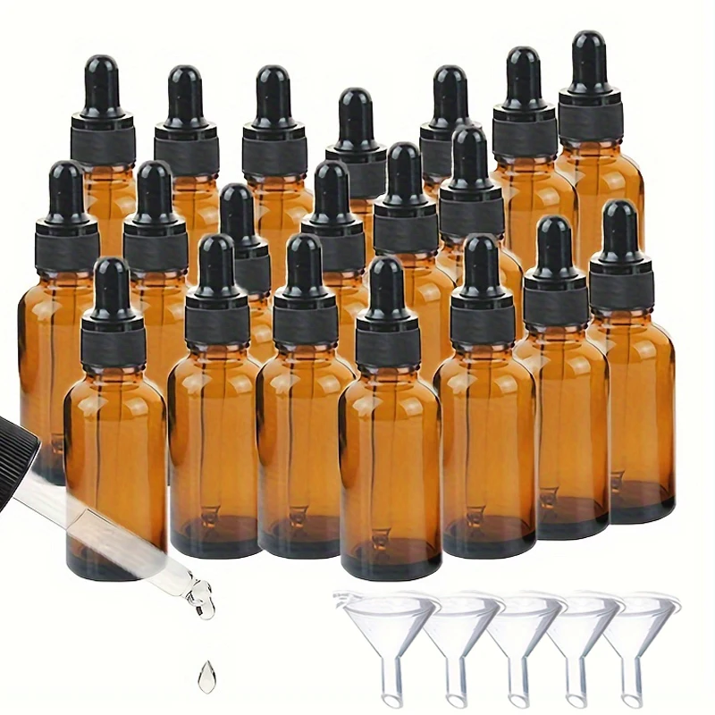 5/10/20pcs 30ml Refillable Glass Dropper Bottles with Funnel Set – Empty Essential Oil ... - SKU RGDB2125 - UGI Packaging