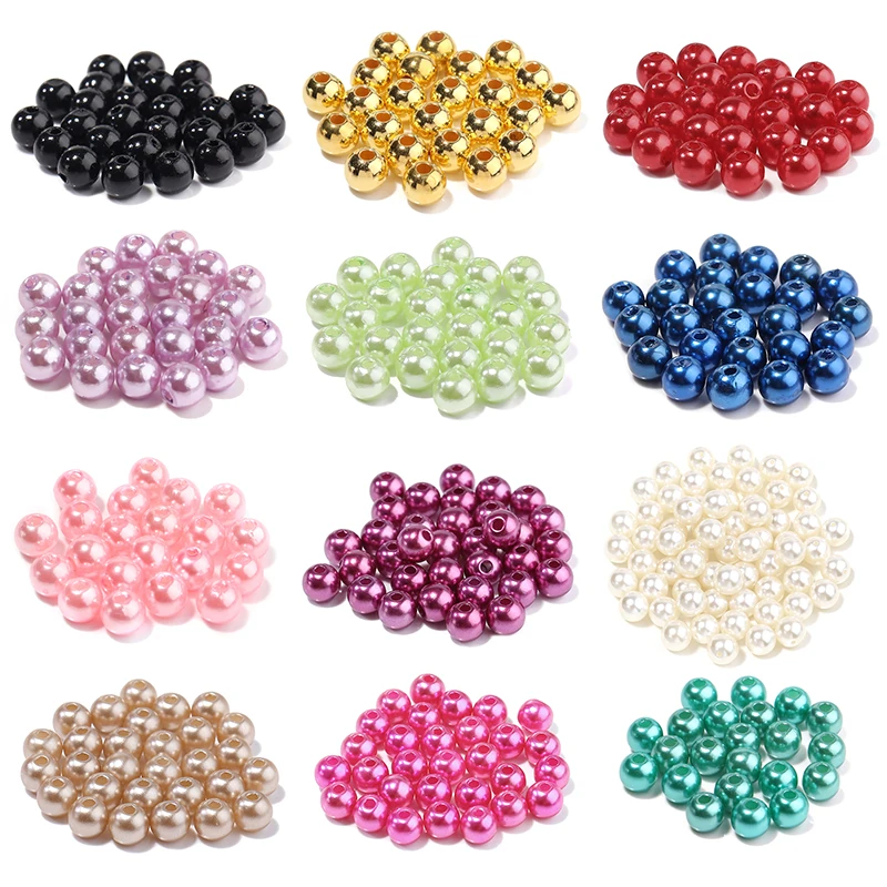 Louleur Round ABS Imitation Pearl Beads Loose Beads Plastic Acrylic Spacer Bead For Jewelry Making Diy Bracelet Necklace