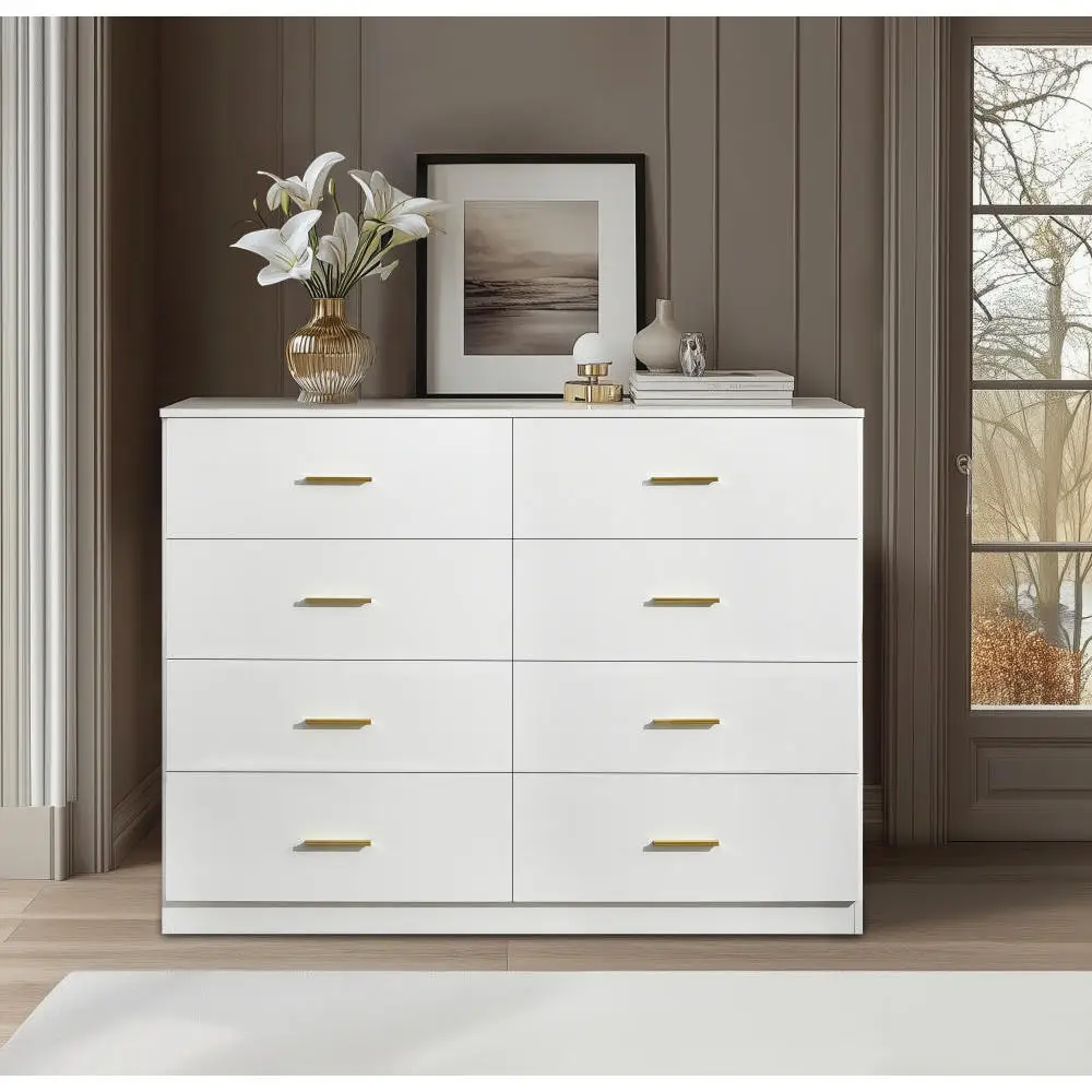 Modern White 8-Drawer Dresser for Bedroom - Ample Storage Wide Chest of  Drawers, Sturdy & Safe - AliExpress 1503