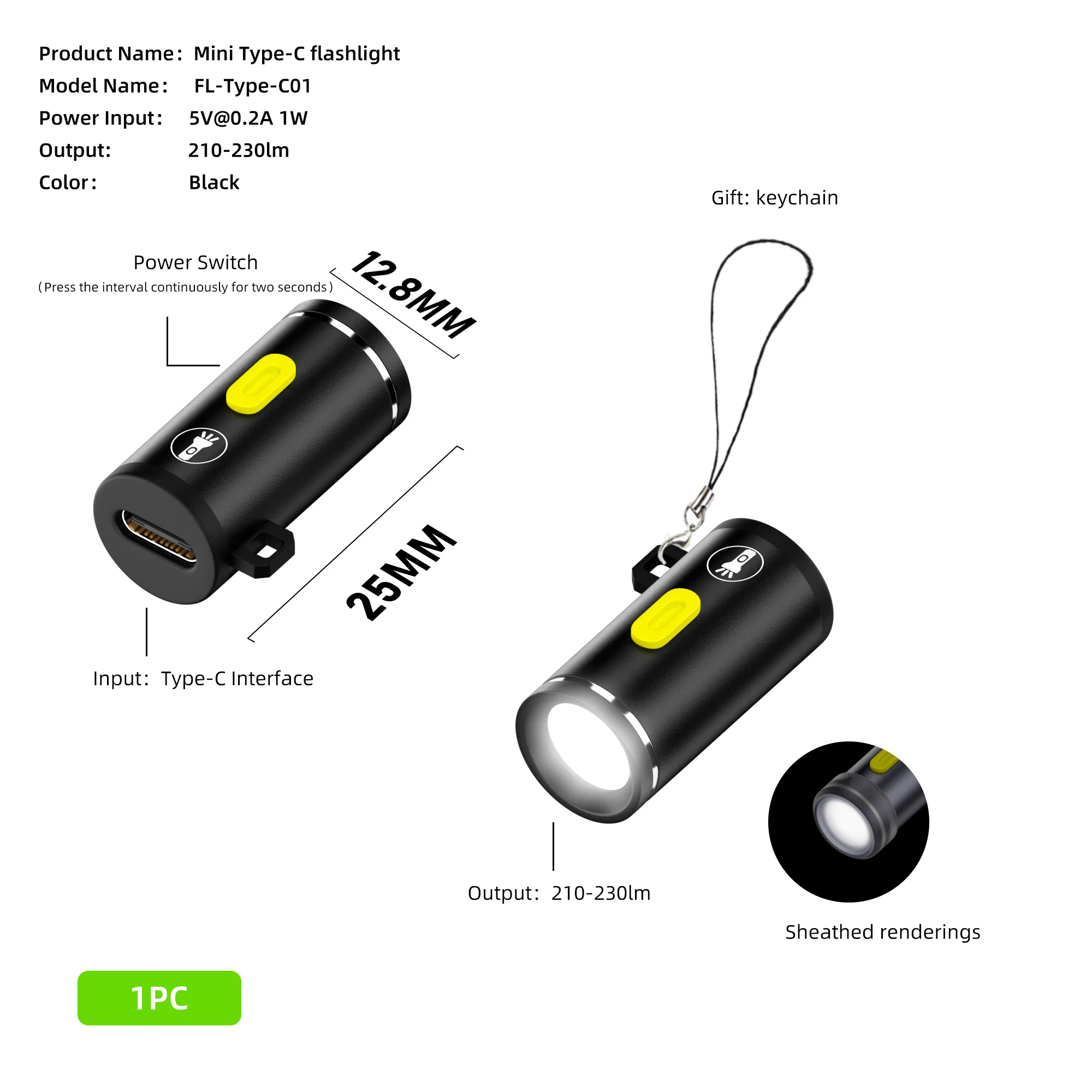Led flashlight keychain light camping lights camping lamp Type-C LED Multifunctional Strong Light Pocket Keychain Flashlight Outdoor Hiking Camping Mini Flashlight Small Torch light