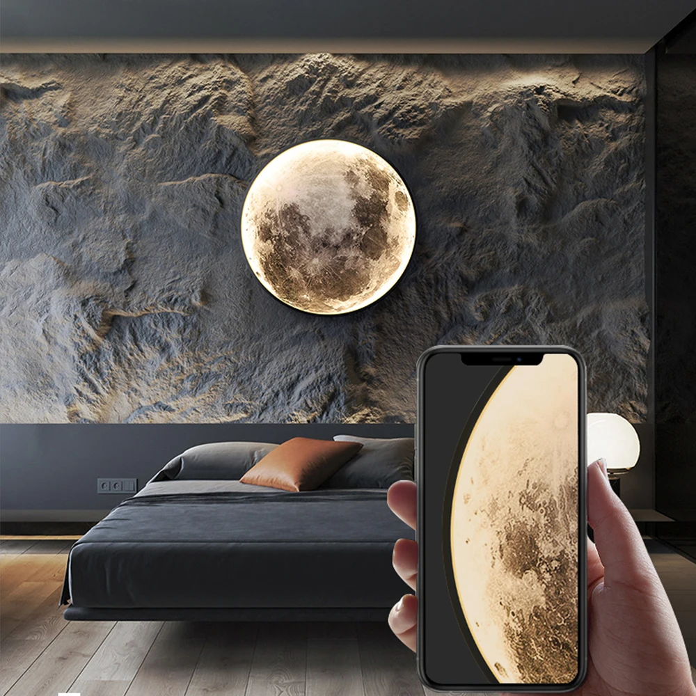 Lámparas de pared Led de Luna, iluminación interior, lámpara de pared de mesita de noche, luces Mural modernas y simples para pasillo, decoración de fondo de sala de estar, dormitorio