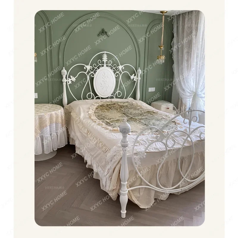 

French Style Country Style Princess Bed 1.5 M Children's Light Luxury Girl Cloud Iron Retro Bed