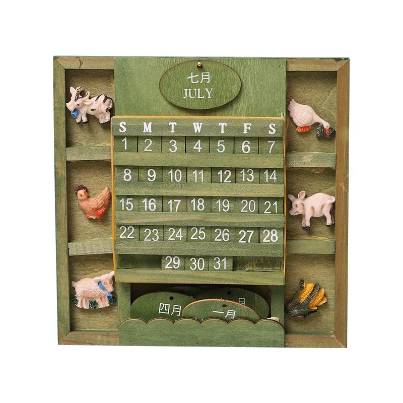Creative wooden perpetual calendar home wall hanging handmade DIY calendar ins wind desk wall