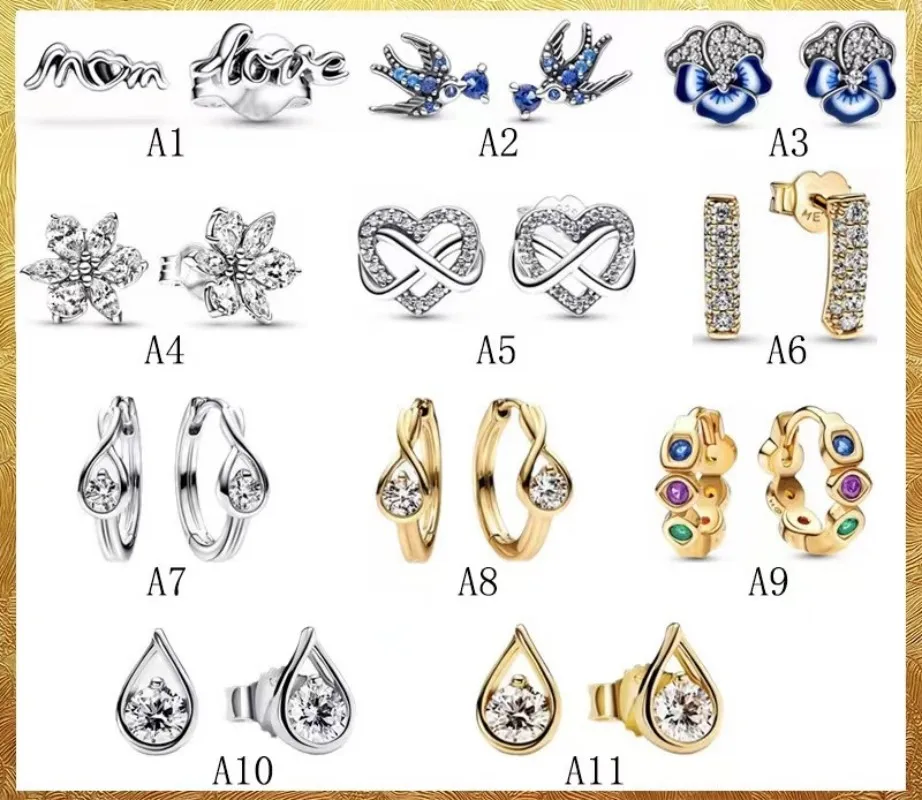 

Серьги Pandora из стерлингового серебра 925 пробы, новые серьги на день матери, бриллиантовые серьги-капли воды, модные серьги