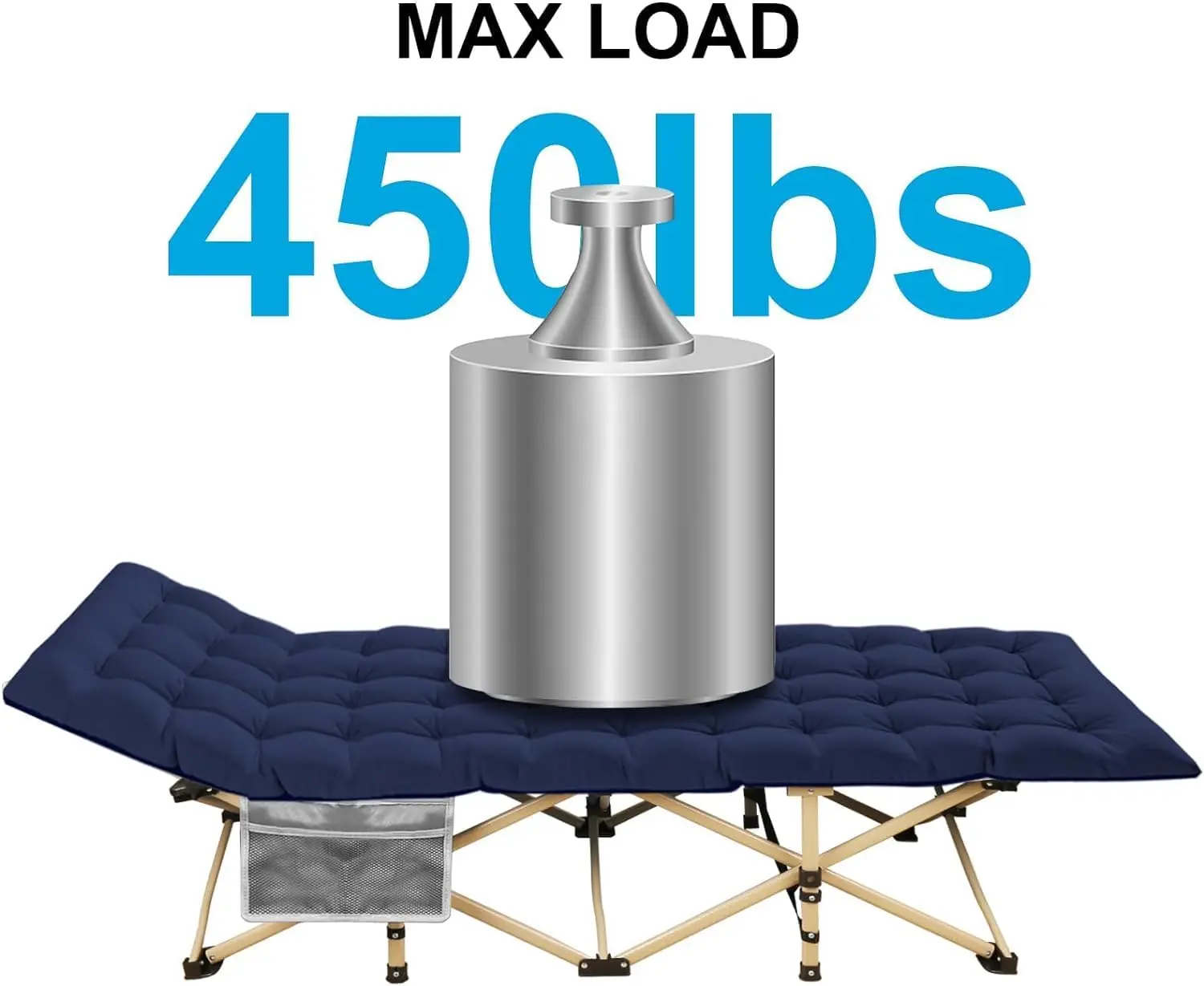 Camping Cot with Mattress, 450LBS(Max Load), Portable Folding Outdoor Bed with Carry Bag for Adults Kids, Heavy Duty Cot