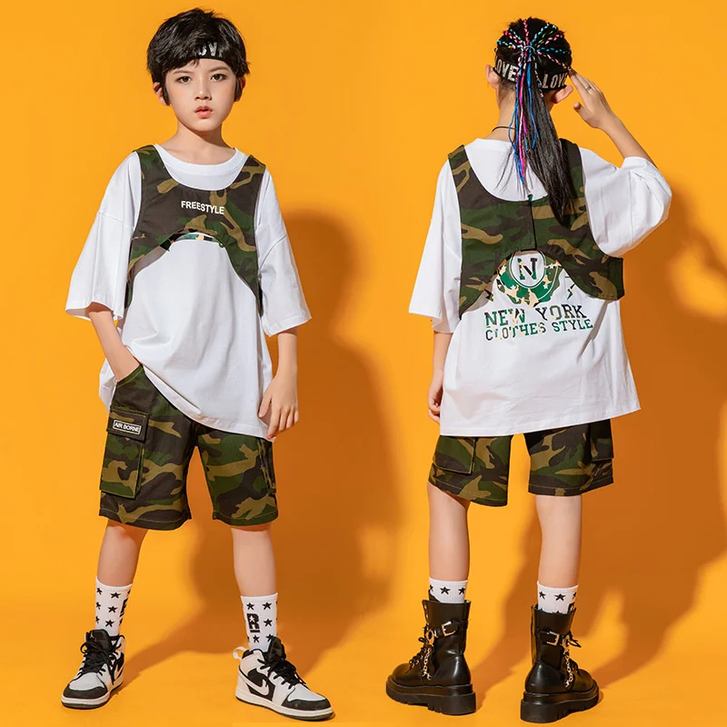 

Children's Street Dance Explosion Fashion Clothes Summer Girls' Functional Wind Jazz Dance Performance Clothes Boys' Hip Hop