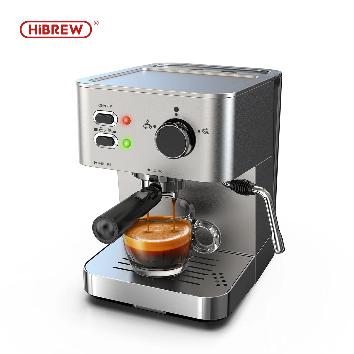 HiBREW 20Bar espresso coffee machine inox case semi automatic ESE pod