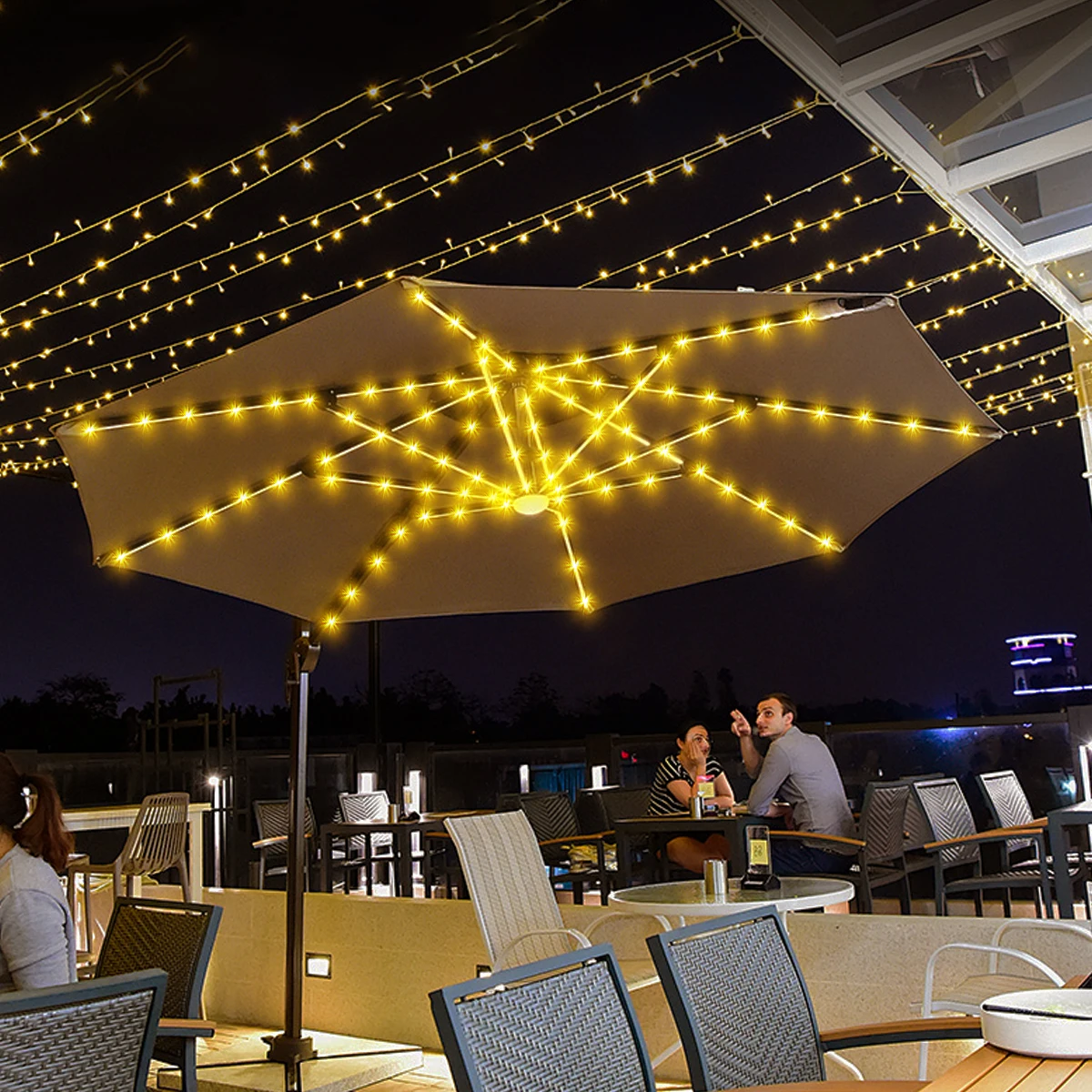1PC Patio Umbrella Lights Cordless Outdoor Lighting With Remote Control 8 Mode LED Umbrella Patio Light Outdoor Garden Decor