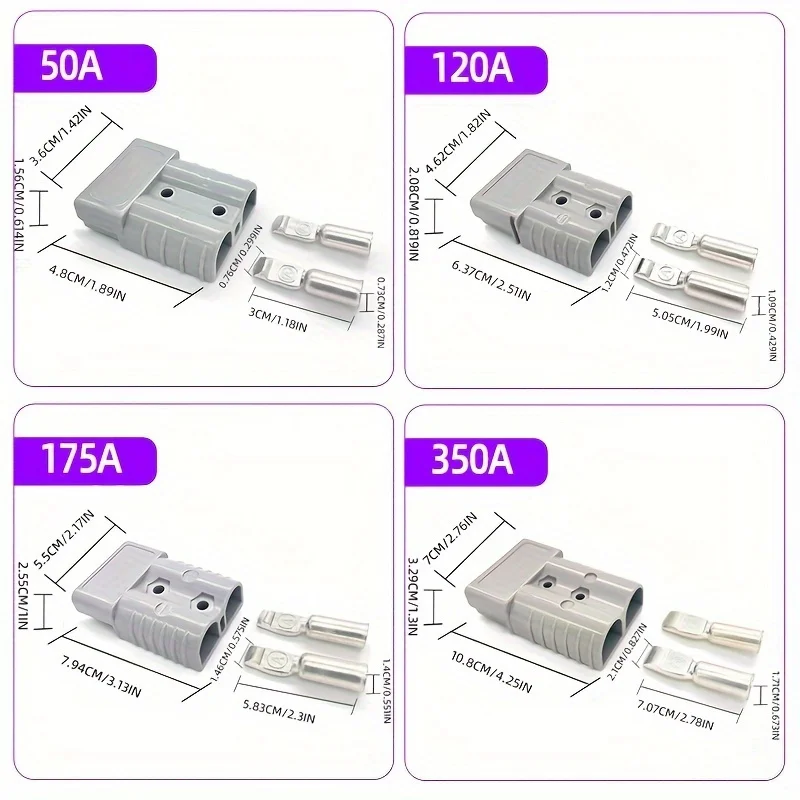 Plug Connectors 5/10pcs 50A/120A/175A/350A Anderson Style Plug Connectors 12-24V DC Power Tool Power Charger Battery Electronic Accessories