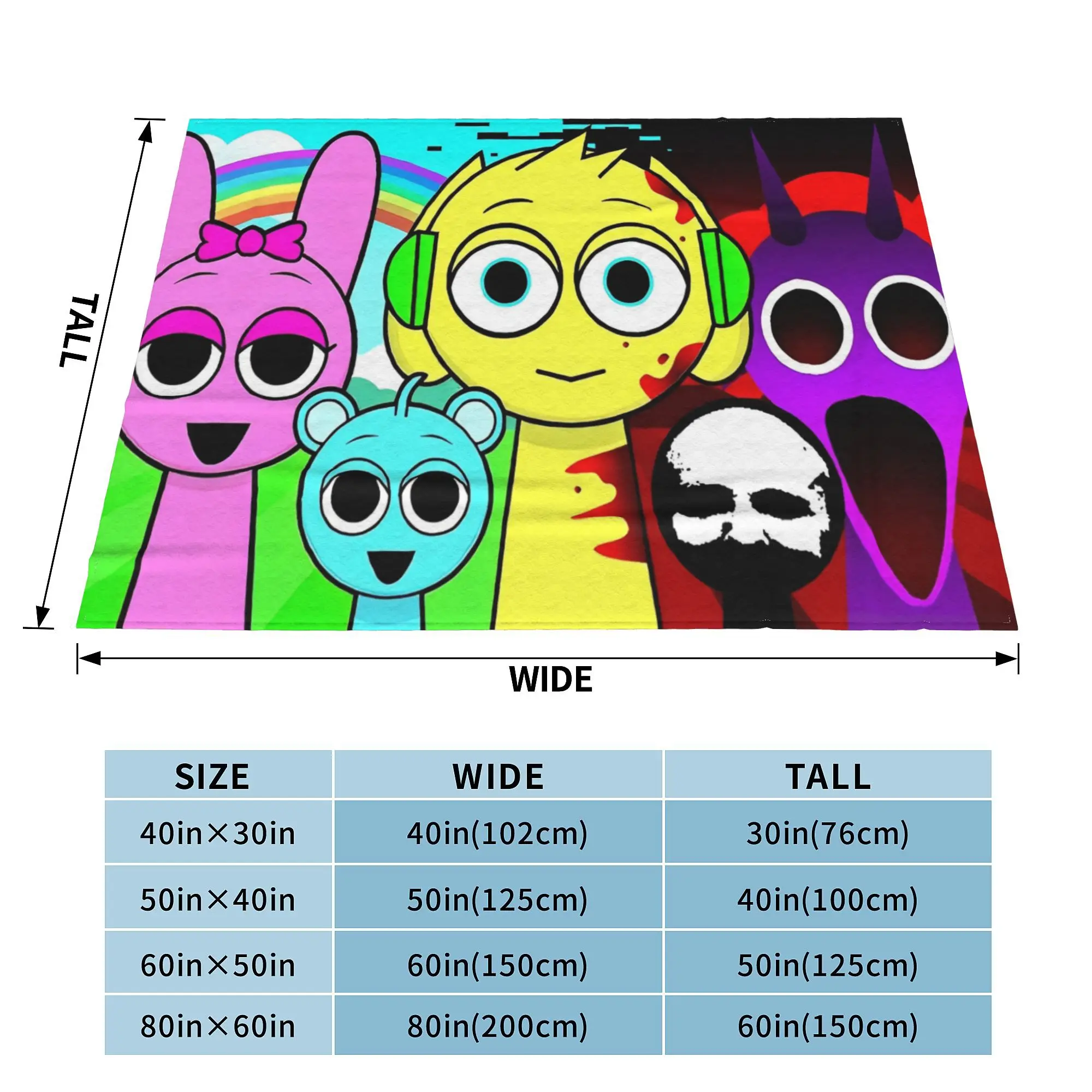 Sprunki Incredibox Wenda Oren Funbot Blankets Beats Game Flannel Throw Blankets - Picture 18 of 21