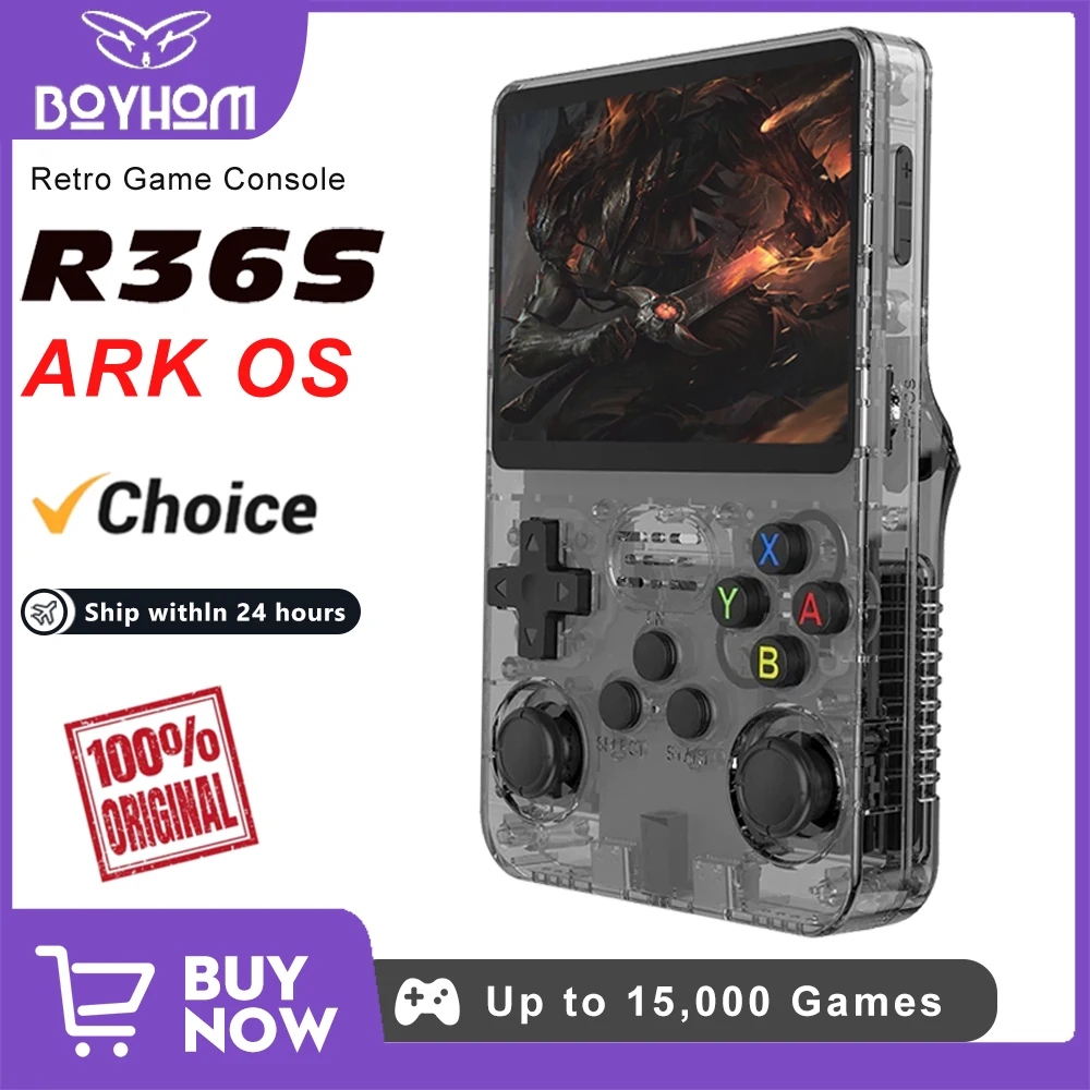 BOYHOM 256G 128G R36S consola de juegos portátil Retro sistema Linux 3,5 pulgadas IPS reproductor de bolsillo portátil 64GB Videojuegos regalos para niños