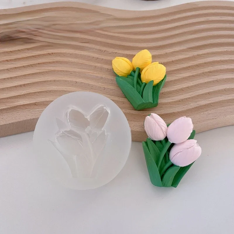 Tulip Flower Aromatherapy Candle Silicone Mold Creative Plaster Craft Decoration Handmade Soap Mold Food Grade Fondant