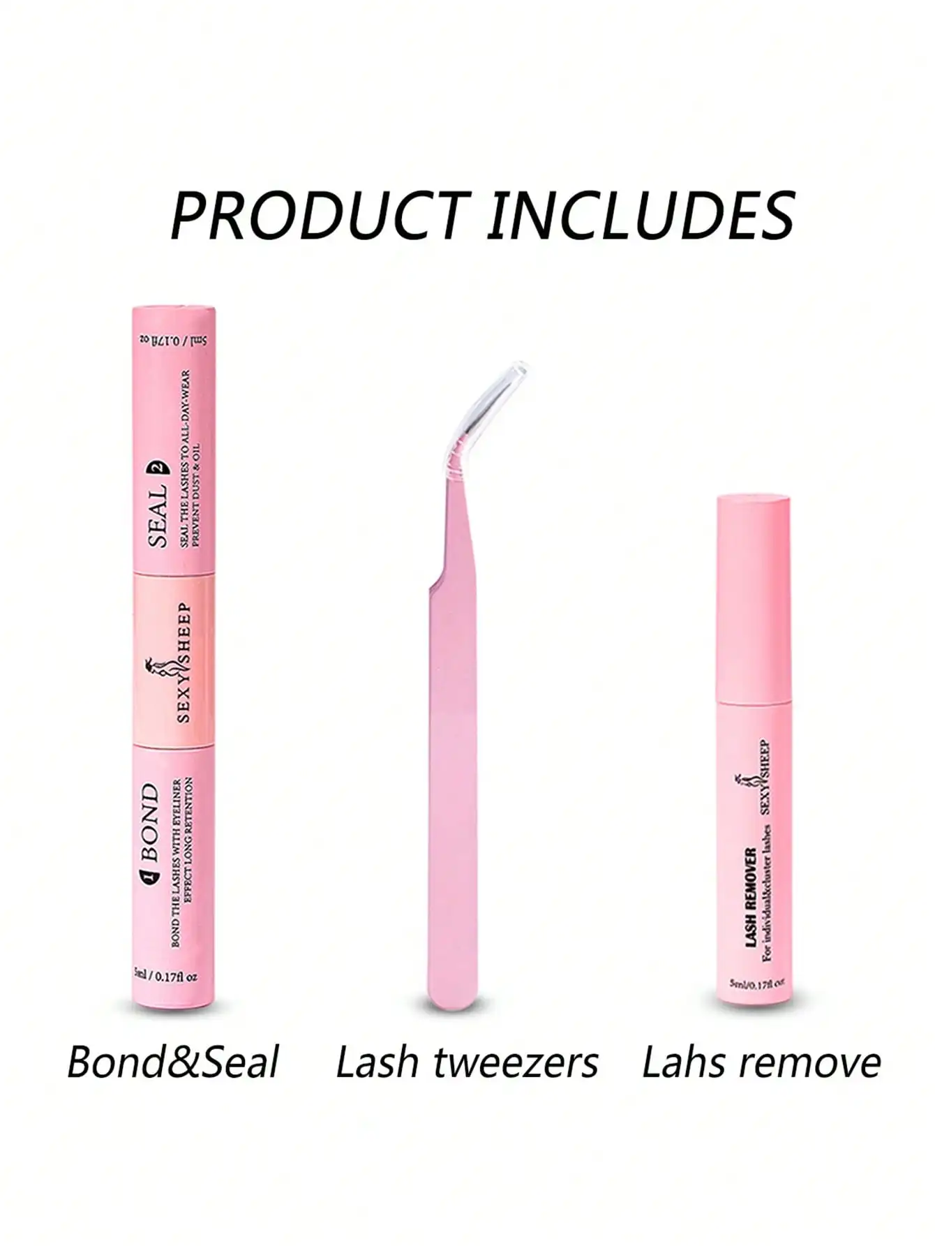 Lash Bond and Seal 10ml Individual Lashes Glue and Seal Super Strong Hold Lash Extension and Lash Glue Remover 5ml Tweezers Kit 2