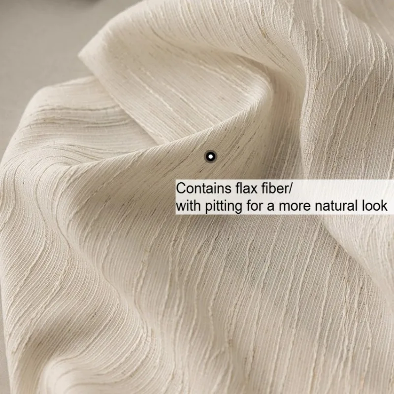 Modern Light-transmitting Living Room Curtain Beige Bedroom Curtains Light Linen Fiber Skin-friendly Texture Window Screens カーテン