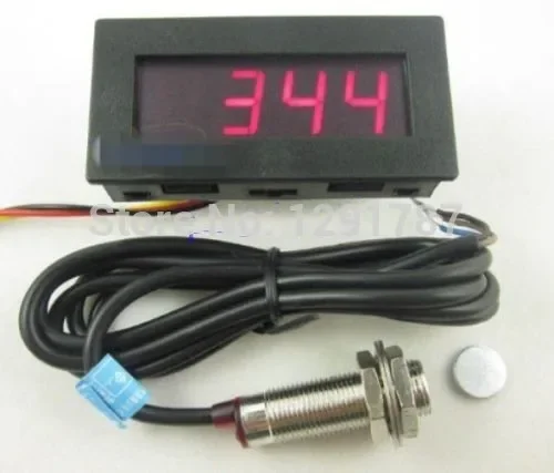 Shooting Speed Meter Shooting Tachometer DC 8-15V Hall Proximity Switch Sensor NPN+ 4 Digital Red LED Tachometer RPM Speed Meter 5-9999RPM