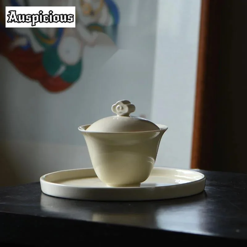 Antique Honey Gaiwan with Lids Tea Tureen Tea Making Cover Bowl 170ml