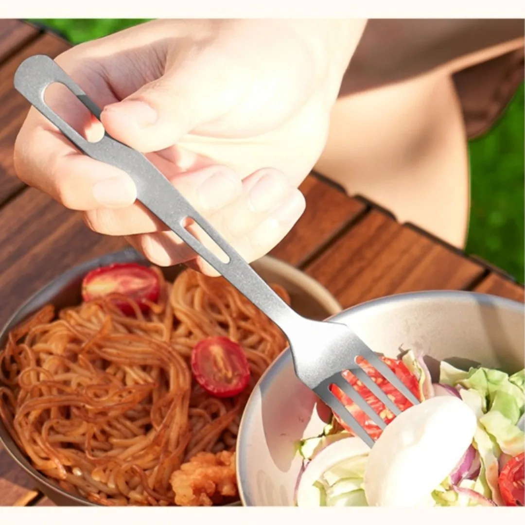Pure Titanium Tableware Knife Fork Spoon Chopsticks Family Camping Cutlery Set Outdoor Portable Lightweight Cutlery for Picnic