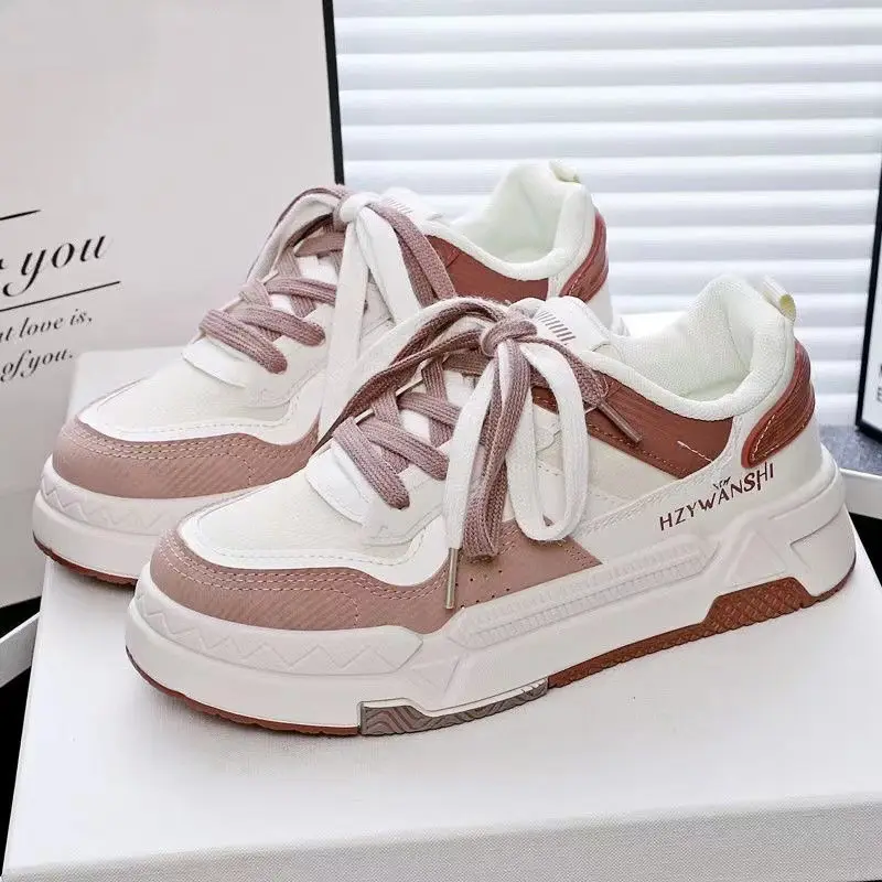 Autumn Women Vulcanize Shoes Thick-soled White Shoes Lace-up Sneakers Outdoors Non-slip Casual Comfortable Female Sports Shoes 6