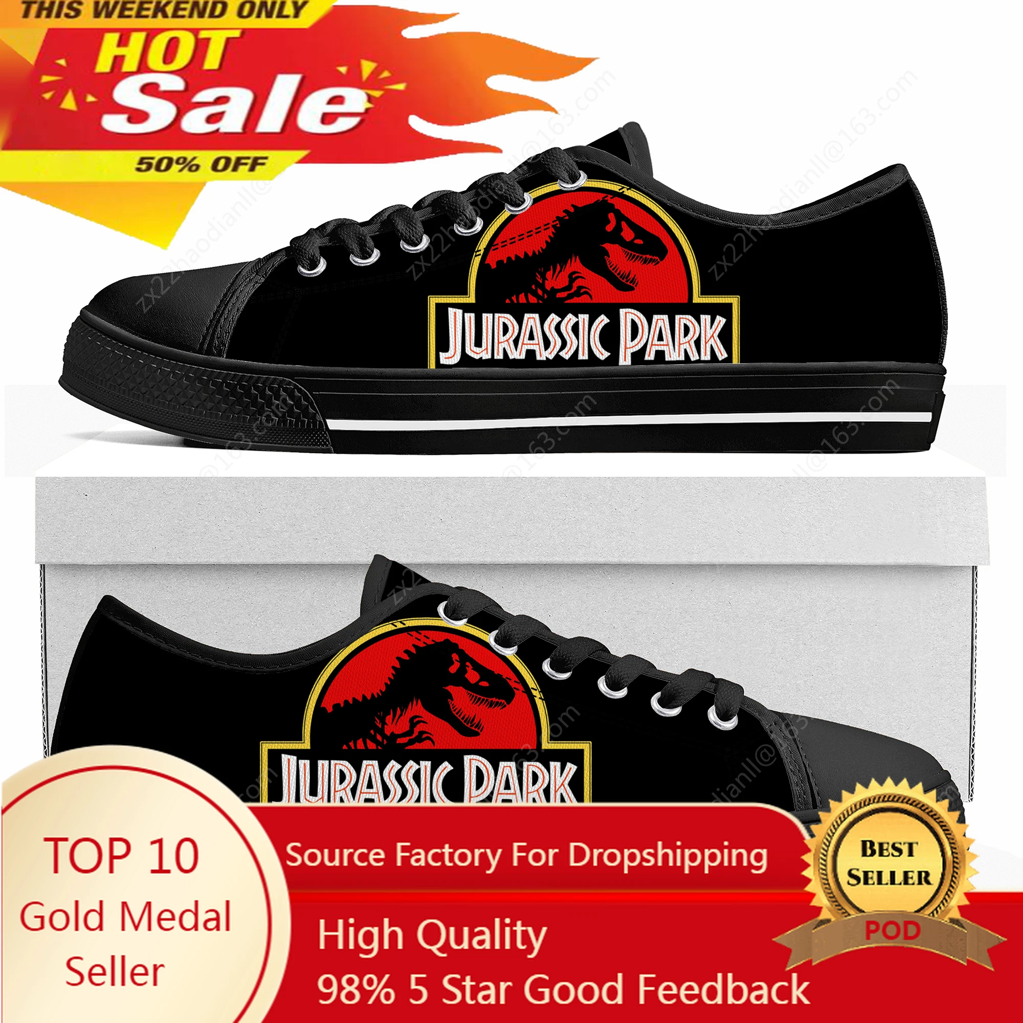 Cartoon Dinosaur World Jurassic Park Low Top Sneakers Mens Womens Teenager High Quality Canvas Sneaker Couple Shoes Custom Shoe