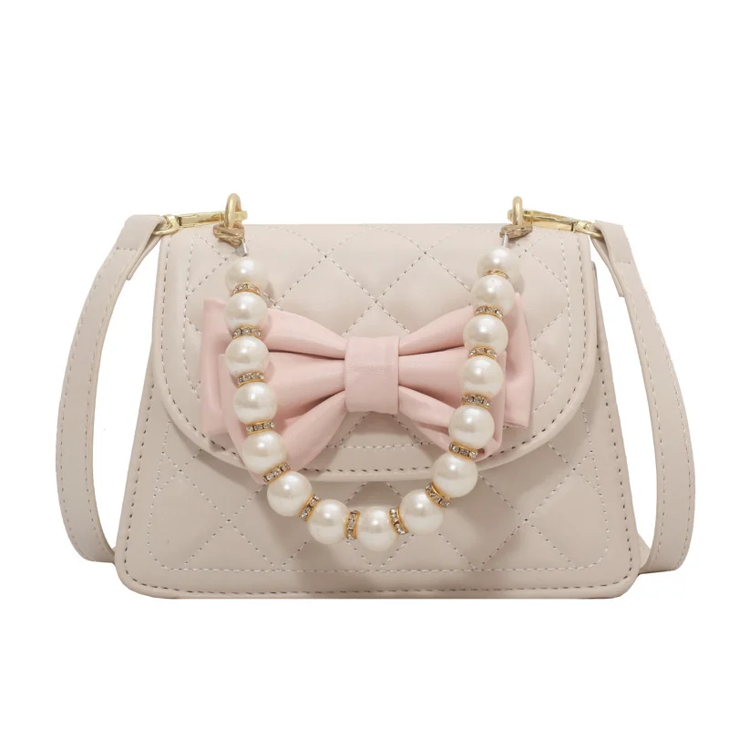 

TRAVEASY 2024 Macaron Color Women Shoulder Bags PU Leather Ladies Handbags Designer Luxury Diamond Pearl Chain Satchel Cute Bow