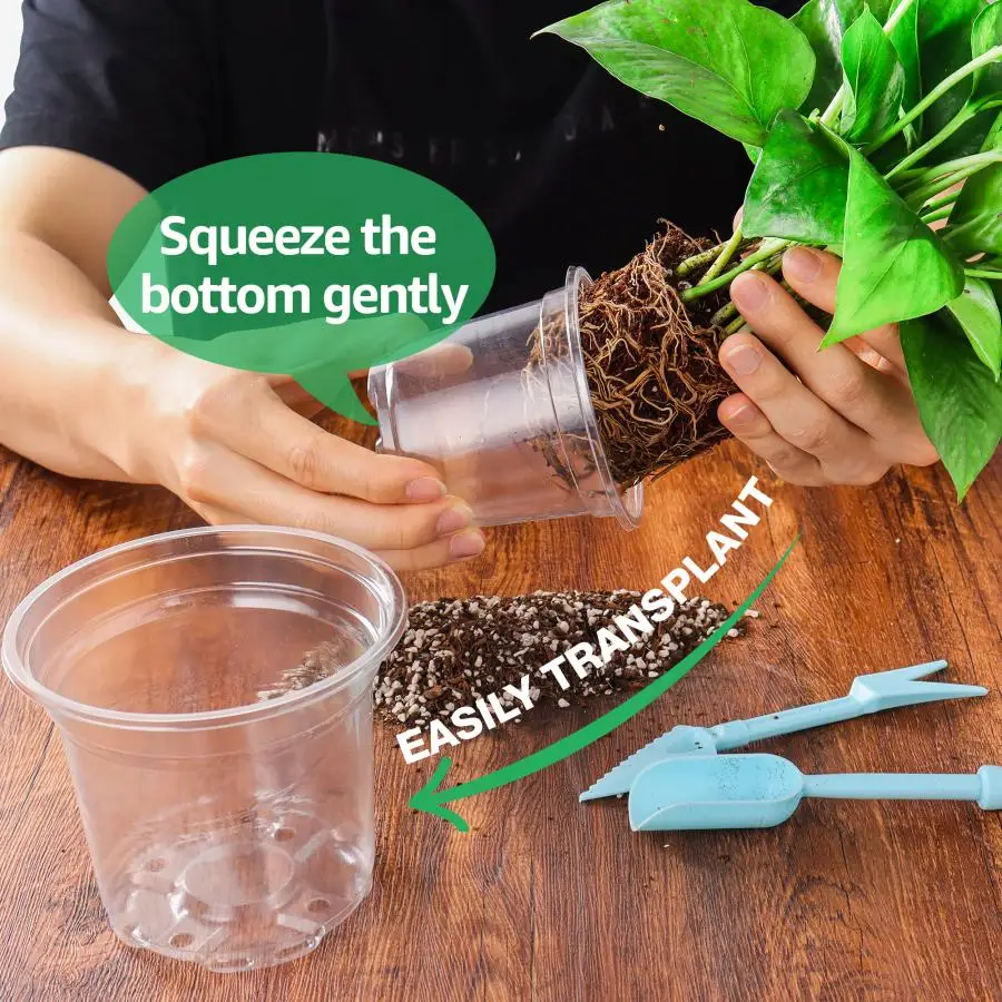 Plant Nursery Pots flower pot hydroponic flower pot plant pot 5/4/3.5 Inch Transparent Plastic Planter with Drainage Hole for Indoor Succulent Seed Starting Pot Flower