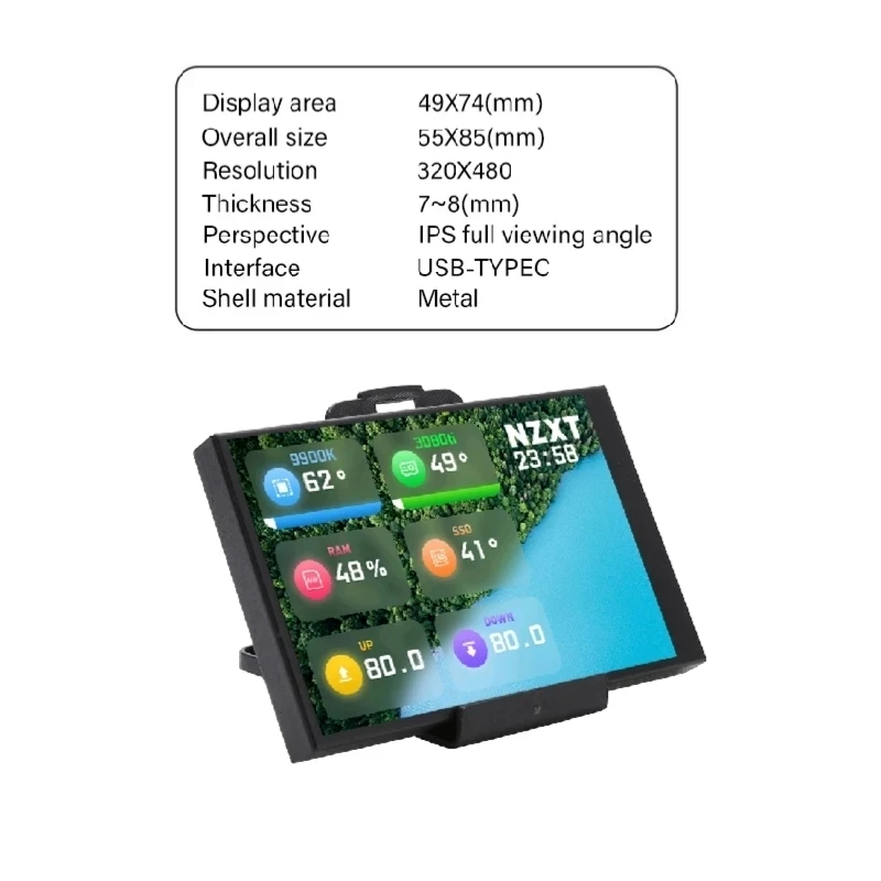 Ips Tipo-c Tela Secundária Cpu do Computador Gpu Ram Monitor Hdd Usb Tipo-c Display para Aida64 Livremente 3.5 Novo - Imagem 6
