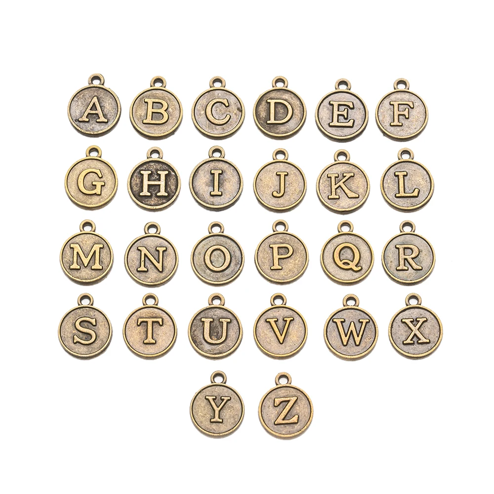 26 stücke 12mm gemischte Anfangs buchstaben Buchstaben Charms A-Z Anhänger für DIY Schmuck Armband Halskette Handwerk Herstellung Lieferungen – Detail 2