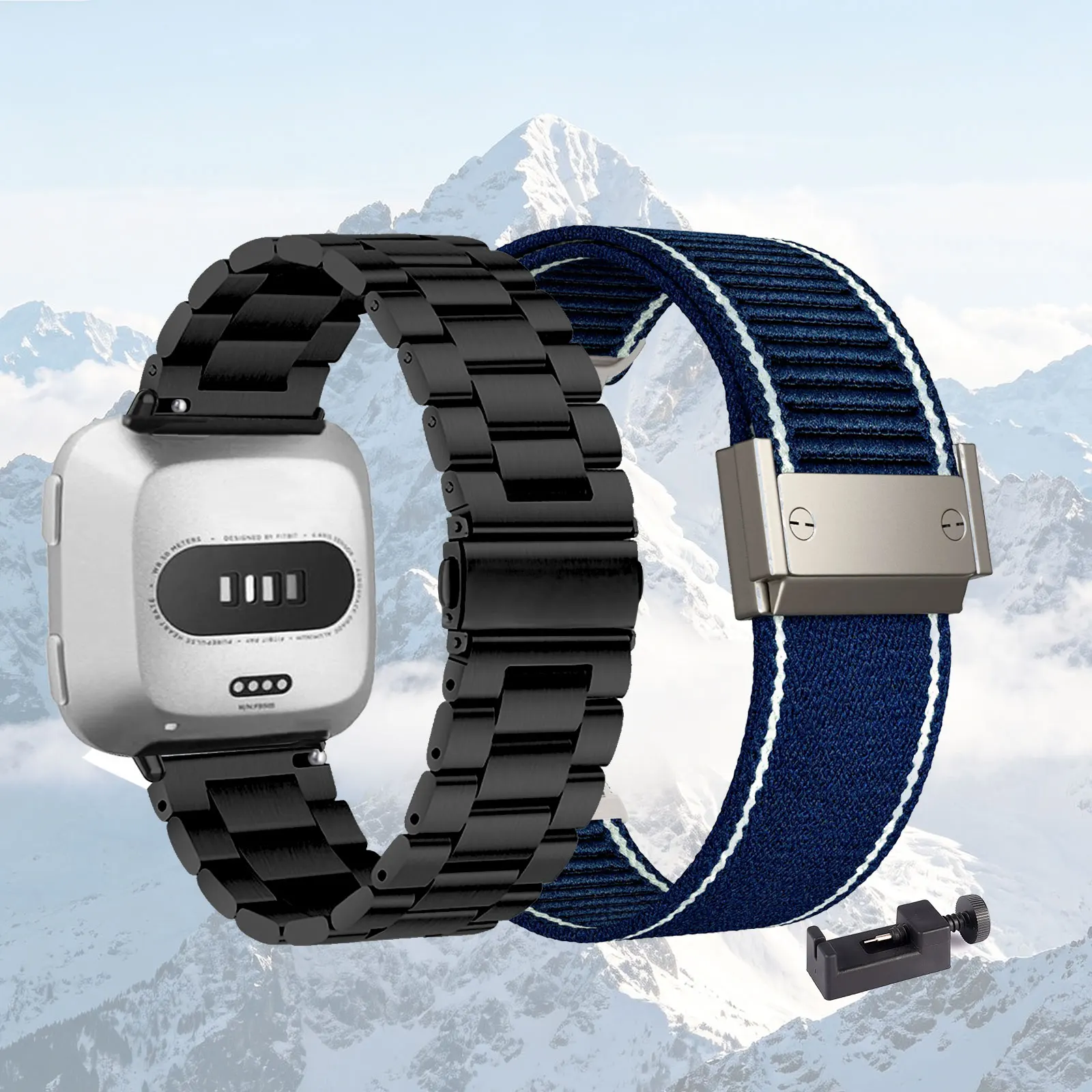 Set of Two Stylish Bands: Metal & Nylon Strap Duo