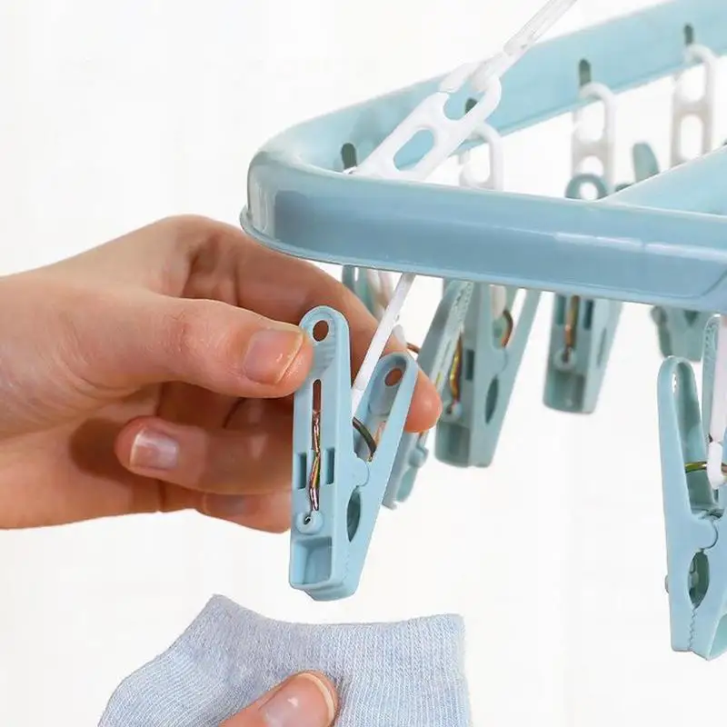 Underwear Hanger Swivel Clothes Hanger Drying Rack With 32 Clips Laundry Clothes Hanger Rotatable Hanger Clothes Drying Racks 6