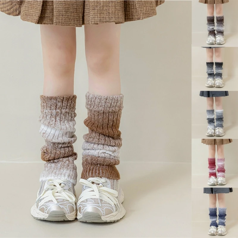 Kids Knitted Leg Warmers Breathable Warm Stockings Student Girl Dress Leggings