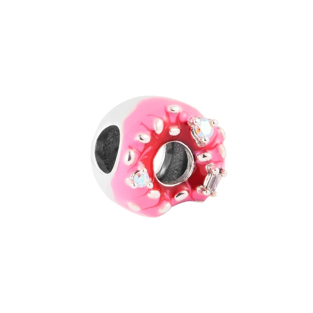 

Sparkling Sprinkled Doughnut Charm Wedding Anniversary Mother Kids 100% Real Silver S925 Sterling Beads For Jewelry Making