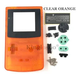 Deluxe Replacement Housing Shell with Rubber Pads and Buttons for GameBoy Color - 19 Vibrant Color Options (Clear orange)