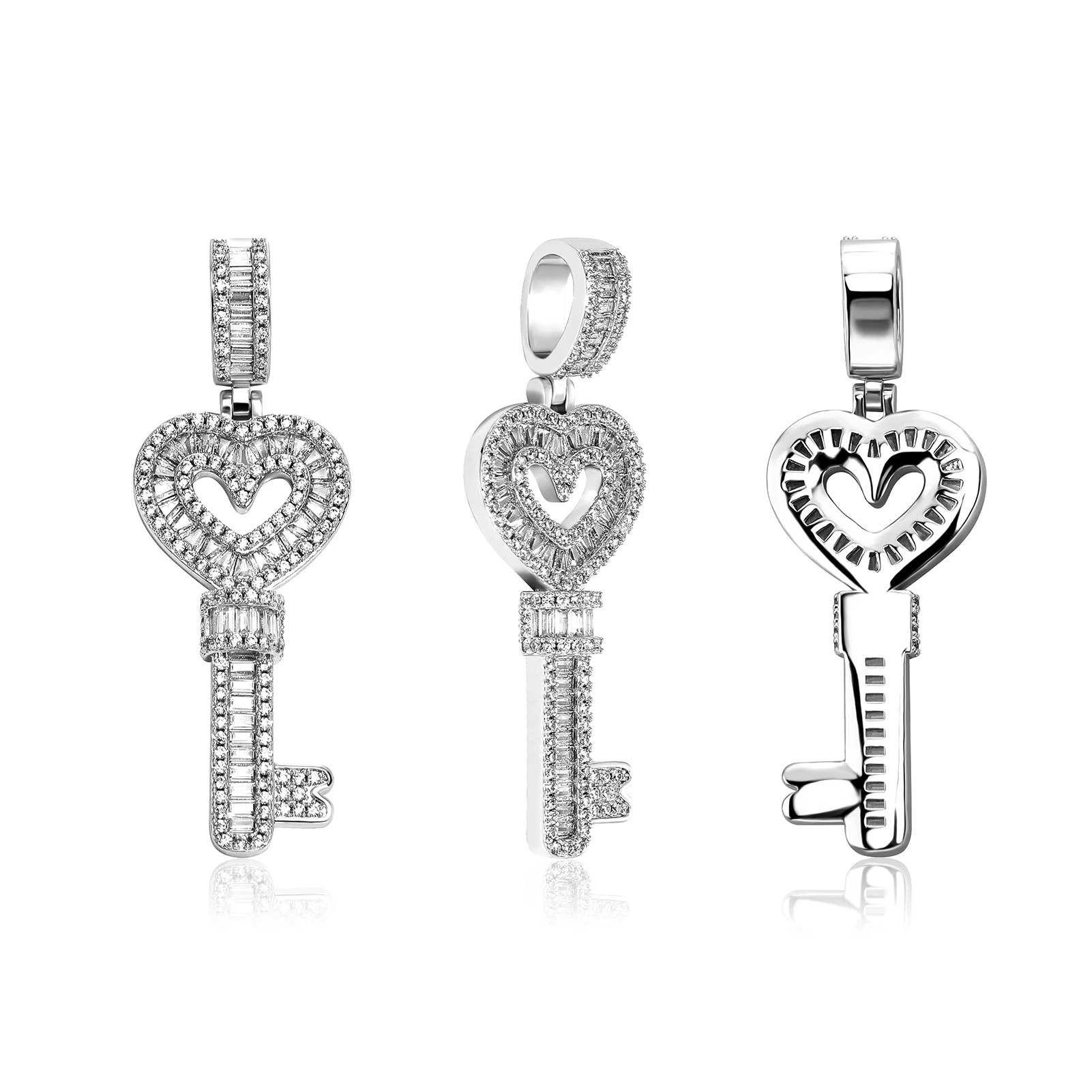 JINAO 2022 NEW Two Styles Design Key Pendants High Quality Ice Cravejado AAA+ Cubic Zircon With 4mm Tennis Chain Jewelry