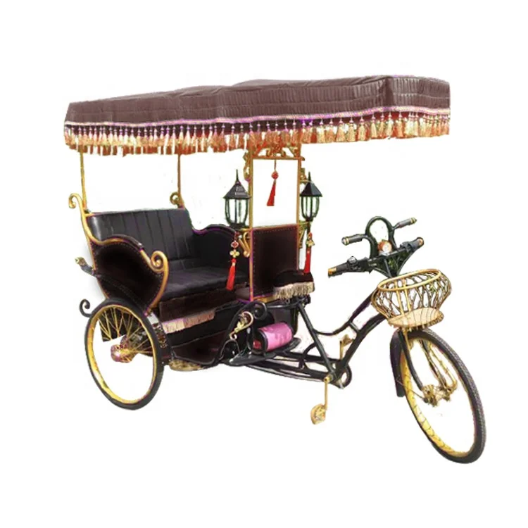 Handwork Three Wheel Tricycle Electric Pedicab Rickshaws for wedding touring