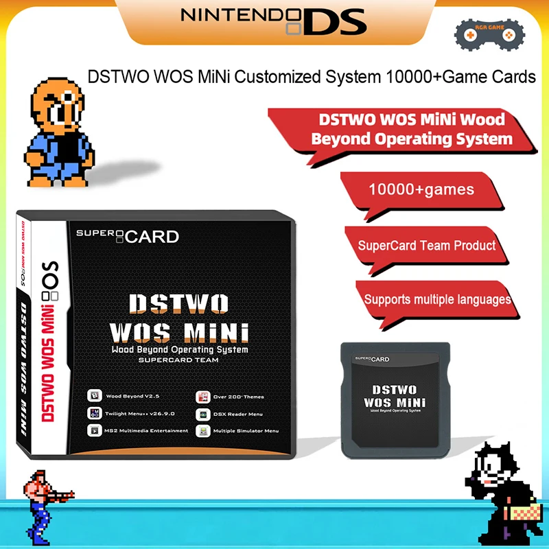 DSTWO WOS 미니 우드 너머 운영 시스템, 10000 + NDS 게임 슈퍼 카드 팀, 새로운 시스템 메뉴 컬렉션 선물 장난감 제공