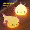 Cute Axolotl Night Light Silicone Nursery Sleeping Lamp Touch Control Nightlights USB Rechargeable Table Lamp for Baby Child 2