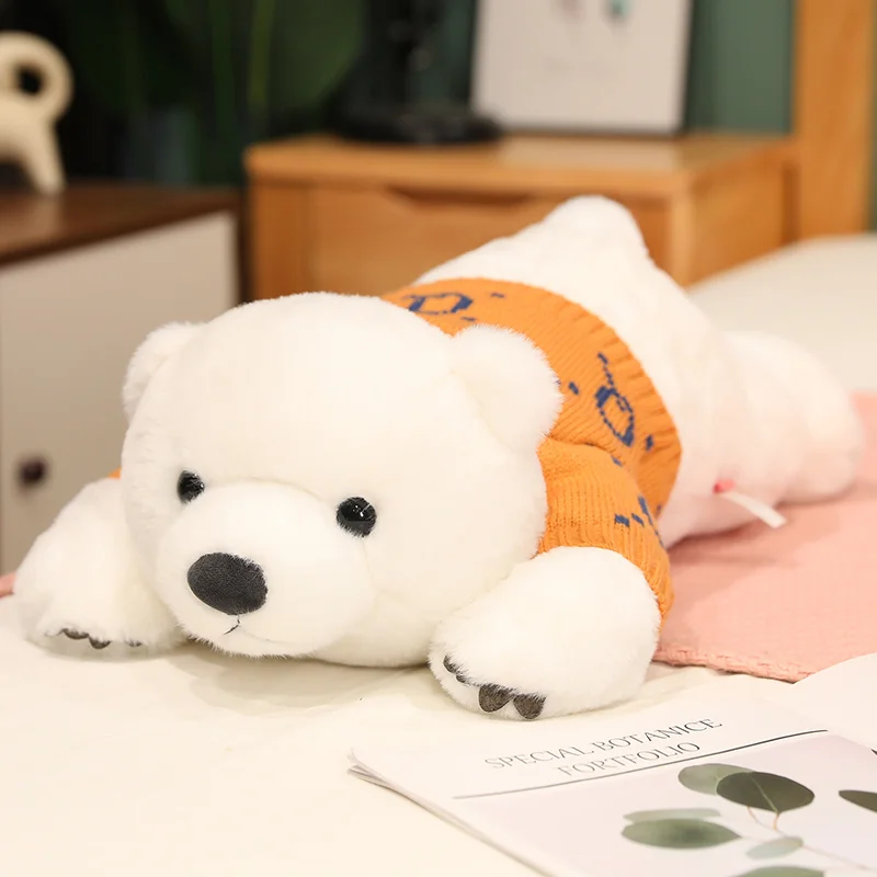 thumbnail image 1 of Oso Polar de peluche con ropa, almohada de Animal de peluche, cojín para dormir, muñecas de apaciguar para bebés, 58-110cm, 1 of 5
