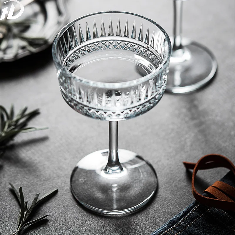 European Fashion Carved Wide Mouth Champagne Glass Martini Goblet Household  Dessert Cup Creative Cocktail Bar Wine Glasses 1