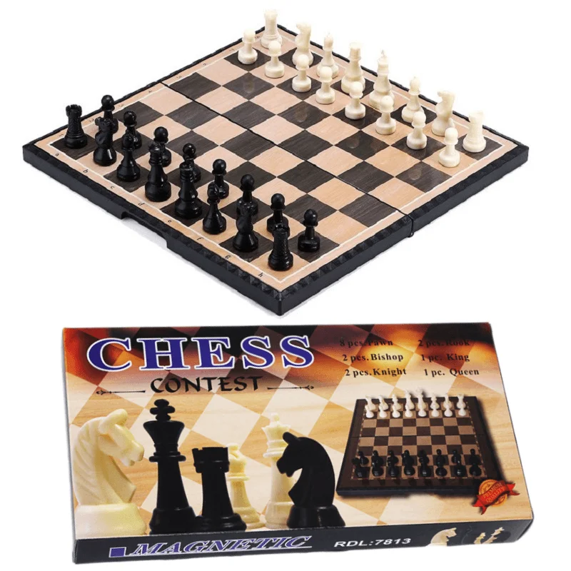 Chess Set Magnetic Color Board Game Puzzle Big Chess Board Portable Folding Travel Essential Gift Toy for Kids