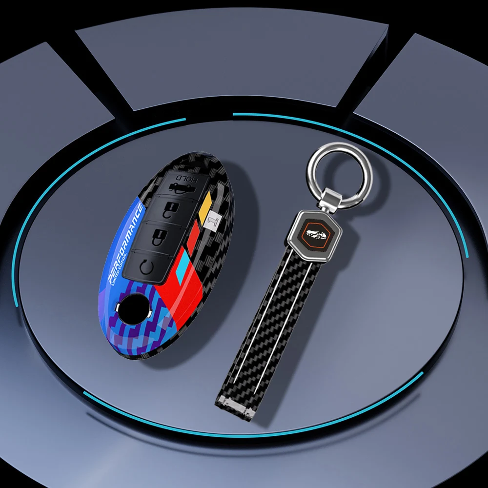 Premium Carbon Fiber Car Key Case Cover - 4-Button Protection