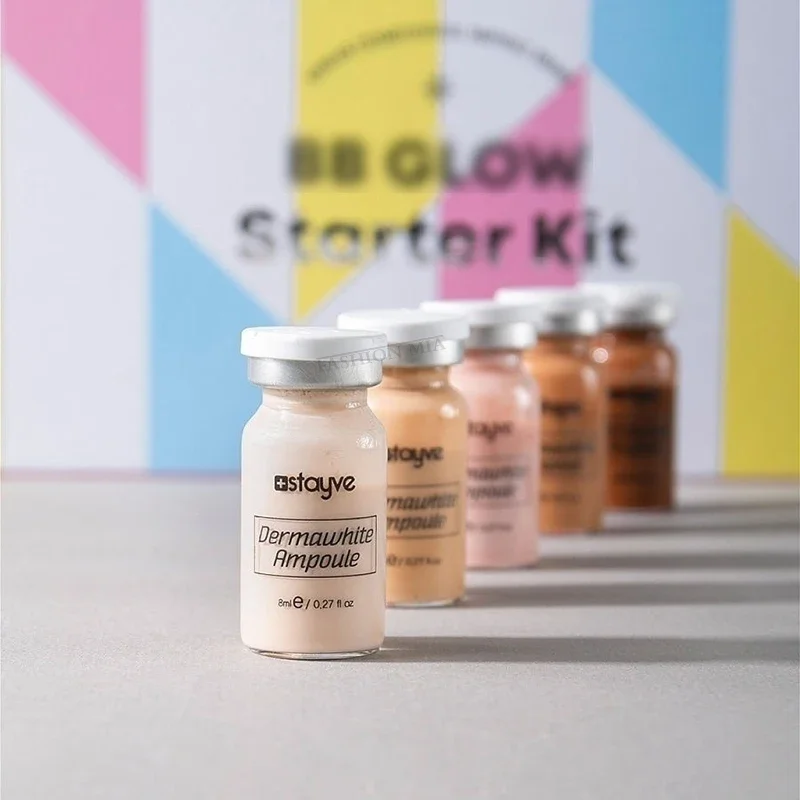 8ml Stayve BB Glow Permanent Makeup Foundation Starter Kit Niacinamide Hyaluronic Acid Face Care Serum Cosmetic Ampoule Essence Facial Serum Liquid Foundation Makeup Cosmetics