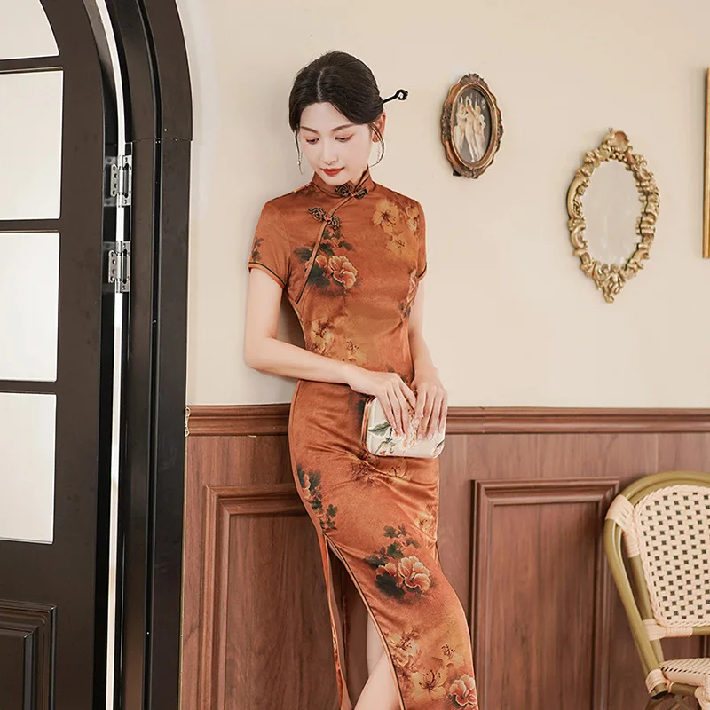

2023 Summer New Improvement Cheongsam Chinese Style Evening Dress Plus Size Slim Elegant Fashion Banquet Party Qipao for Women