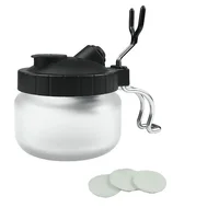 Airbrush Cleaning Pot Stabilizer Bottles Holder Paint Station Glass Jar Bottles Filter Frosted Compressor Optional Set A-C 2